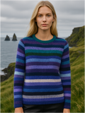Leftover Sweater, a relaxed fit with long sleeves and medium stripes, made of a cozy alpaca, wool, and nylon blend.