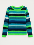 Leftover Sweater, a relaxed fit with long sleeves and medium stripes, made of a cozy alpaca, wool, and nylon blend.