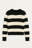 Kristina striped relaxed fit wool sweater with drop shoulders and crew neck.
