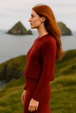 Katrin relaxed fit sweater with long raglan sleeves, crew neck, and ribbed cuffs crafted from Icelandic wool and mulberry silk.