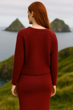 Katrin relaxed fit sweater with long raglan sleeves, crew neck, and ribbed cuffs crafted from Icelandic wool and mulberry silk.