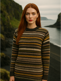 Leftover long-sleeve striped sweater with a fitted silhouette and ribbed details.