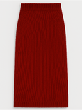 Relaxed fit midi skirt with ribbed hem and straight shape, made from premium materials.