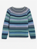 Leftover Sweater, a relaxed fit with long sleeves and medium stripes, made of a cozy alpaca, wool, and nylon blend.
