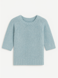 Rakel short sleeve relaxed fit sweater with crew neck and ribbed details.