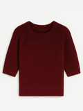 Rakel short sleeve relaxed fit sweater with crew neck and ribbed details.