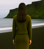 Katrin Warm Icelandic wool sweater with mulberry silk blend and raglan sleeves.