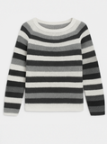 Leftover Sweater, a relaxed fit with long sleeves and medium stripes, made of a cozy alpaca, wool, and nylon blend.