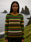 Leftover long-sleeve striped sweater with a fitted silhouette and ribbed details.