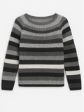 Leftover Sweater, a relaxed fit with long sleeves and medium stripes, made of a cozy alpaca, wool, and nylon blend.