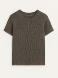 Amanda Wool Sweater with raglan short sleeves and relaxed fit, crafted from merino wool and mulberry silk.