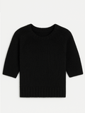 Rakel short sleeve relaxed fit sweater with crew neck and ribbed details.