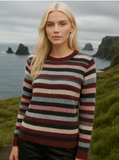 Leftover Sweater, a relaxed fit with long sleeves and medium stripes, made of a cozy alpaca, wool, and nylon blend.