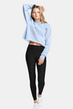 sustainable blue crop sweatshirt