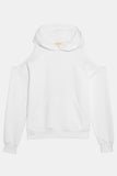 cut out white cotton hoodie